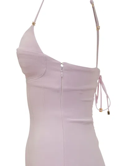 Elisabetta Franchi Lightweight Crepe Dress With Criss-cross Laces In Pink