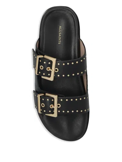 Allsaints Magda Studded Leather Sandals In Black