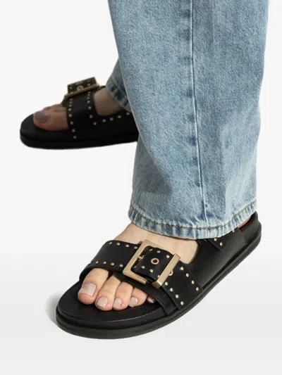 Allsaints Magda Studded Leather Sandals In Black