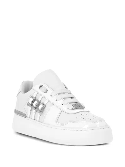 Philipp Plein Crystal-buckled Sneakers In White