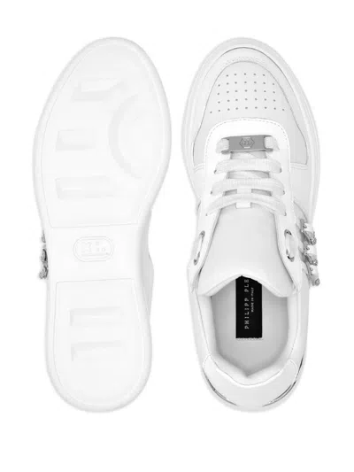 Philipp Plein Crystal-buckled Sneakers In White
