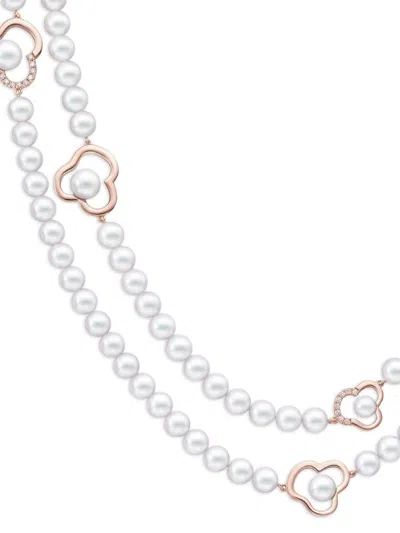 Tasaki 18k Rose Gold Chants Signature Akoya Pearl And Diamonds Necklace In Neutral