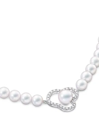 Tasaki 18k White Gold Chants Signature Akoya Pearls And Diamonds Necklace In Neutral
