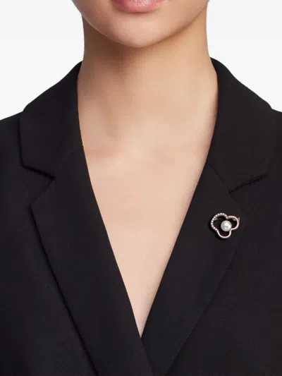 Tasaki 18k Rose Gold Chants Signature Akoya Pearl And Diamonds Brooch In Black