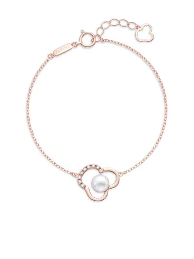 Tasaki 18k Rose Gold Chants Signature Akoya Pearl And Diamonds Bracelet In Metallic