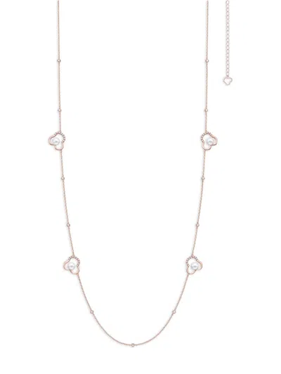 Tasaki 18k Rose Gold Chants Signature Akoya Pearls And Diamonds Necklace
