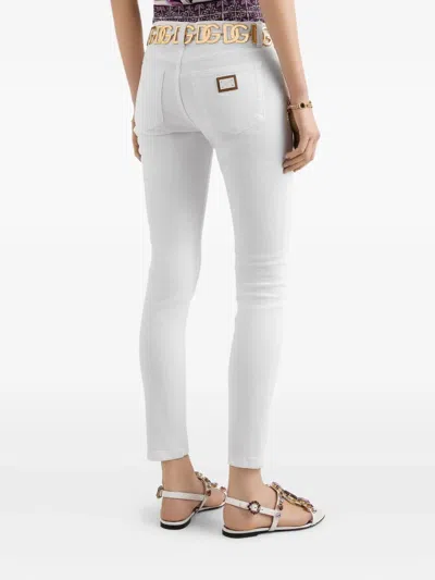 Dolce & Gabbana Logo Denim Trousers In White