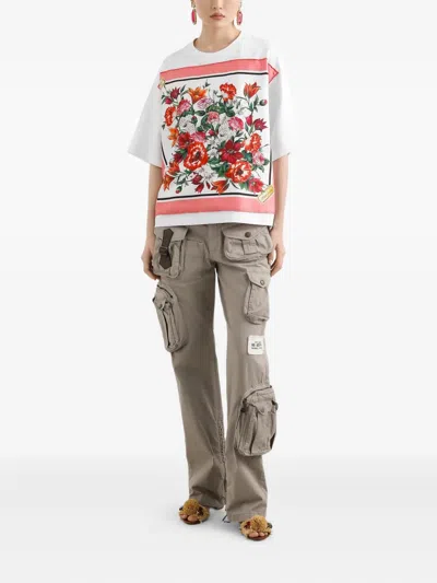 Dolce & Gabbana Cotton-silk T-shirt In White