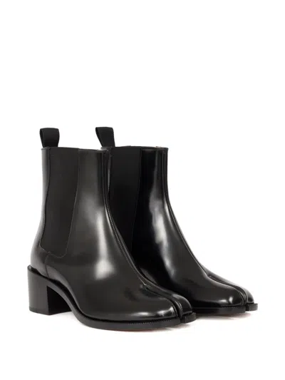 Maison Margiela Tabi City Leather Split-toe Chelsea Boots In Black