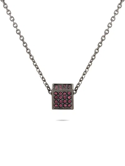 Pre-owned Calvin Klein Vintage Crystal-embellished Necklace In Silver