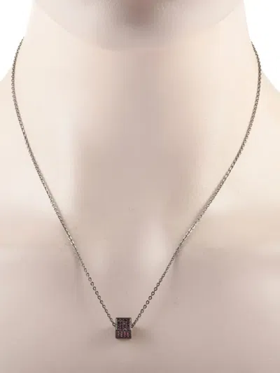 Pre-owned Calvin Klein Vintage Crystal-embellished Necklace In Silver