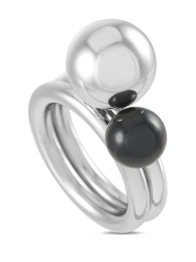 Pre-owned Calvin Klein Vintage Sphere-design Ring In Silver