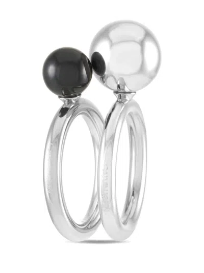 Pre-owned Calvin Klein Vintage Sphere-design Ring In Silver