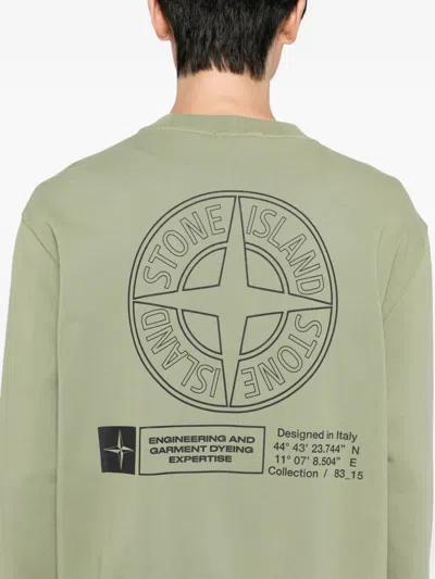 Stone Island Logo-print Cotton Sweatshirt In Green