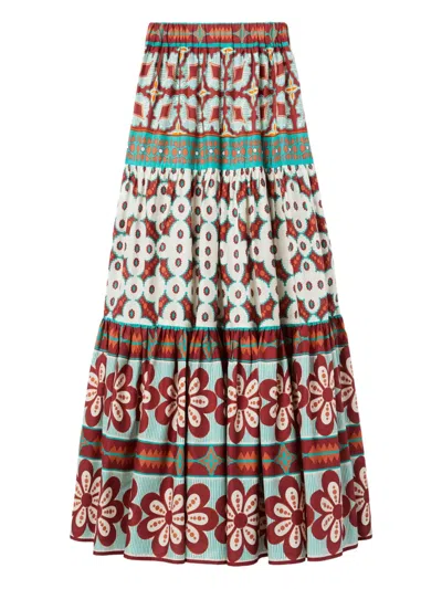 La Doublej Pagoda-print Maxi Skirt In Multi