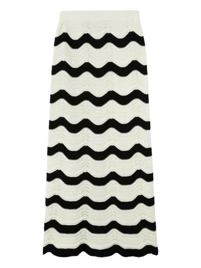 La Doublej Chevron-wave Maxi Skirt In Black