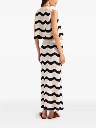 La Doublej Chevron-wave Maxi Skirt In Black