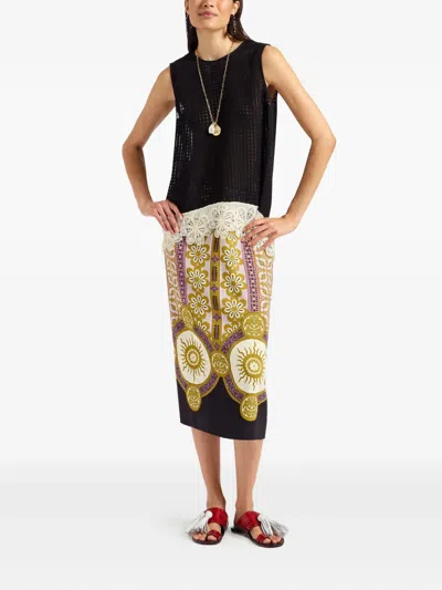 La Doublej Patterned Pencil Skirt In Multi