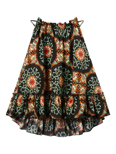La Doublej Granita Ruffled Printed Top In Multi