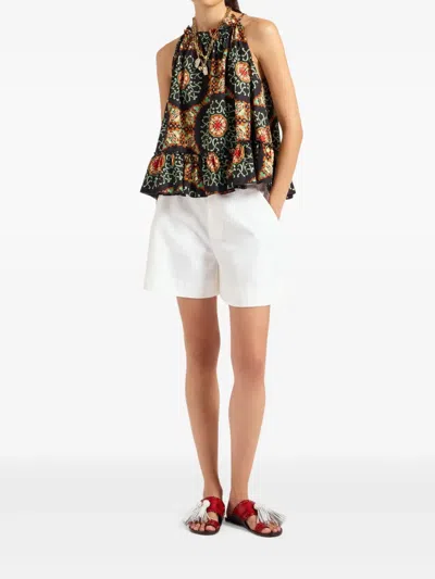La Doublej Granita Ruffled Printed Top In Multi