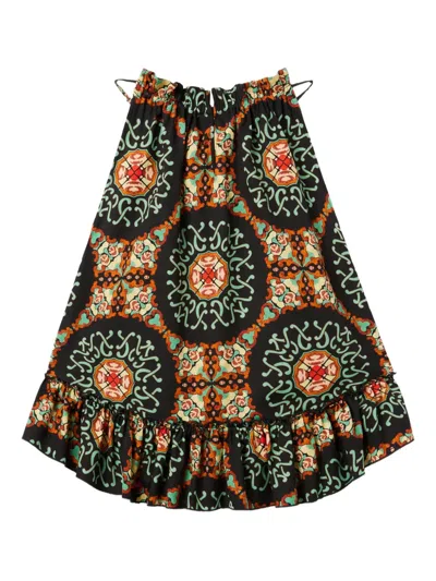 La Doublej Granita Ruffled Printed Top In Multi