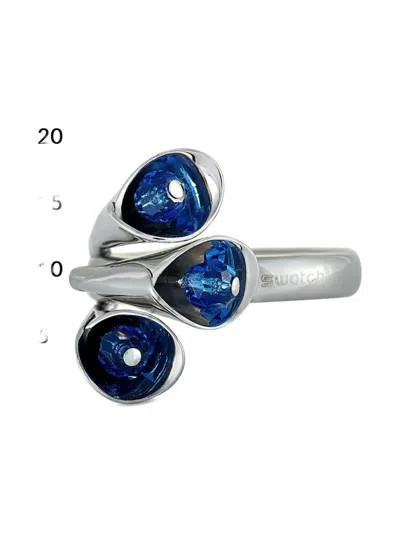 Pre-owned Swatch Vintage Crystal-embellished Ring In Silver