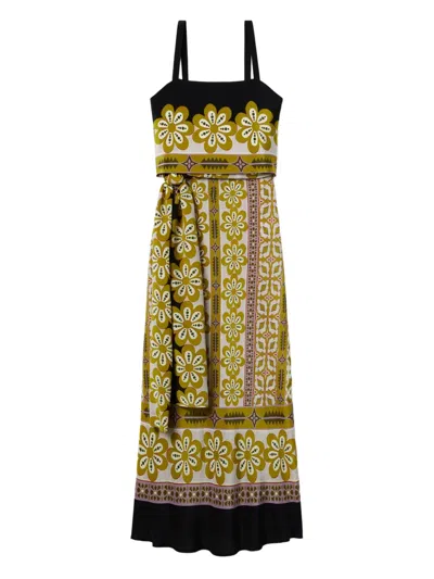La Doublej Slip-around Floral-print Maxi Dress In Green
