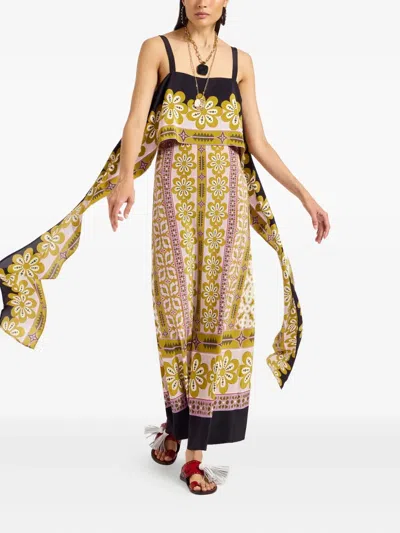 La Doublej Slip-around Floral-print Maxi Dress In Green