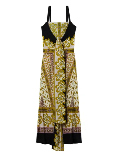 La Doublej Slip-around Floral-print Maxi Dress In Green