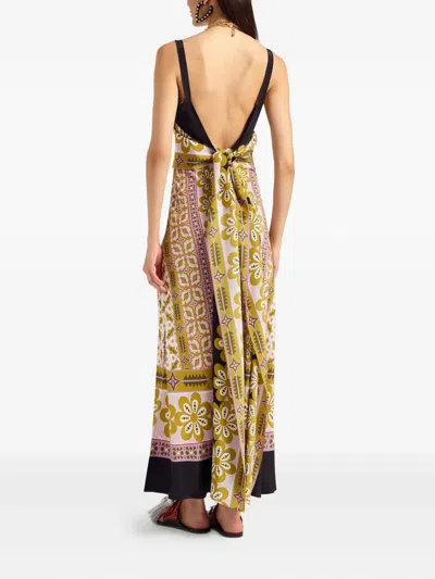 La Doublej Slip-around Floral-print Maxi Dress In Green