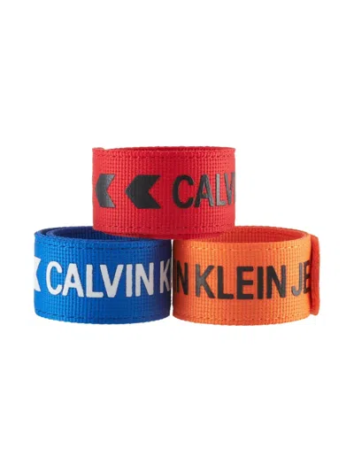 Pre-owned Calvin Klein Vintage Logo Bracelet Set In Red