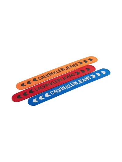 Pre-owned Calvin Klein Vintage Logo Bracelet Set In Red