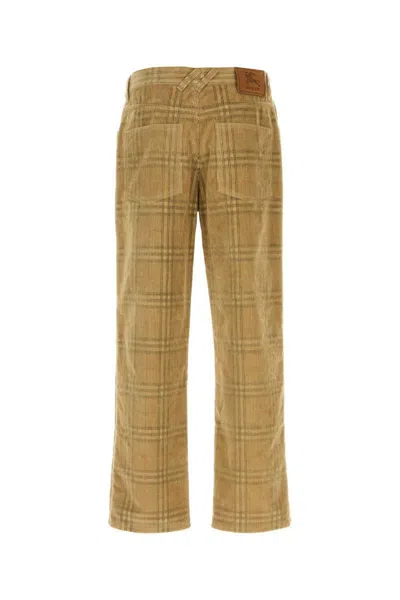Burberry Corduroy Pant With Embroidered Plaid Pattern In Multi