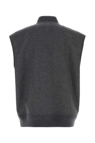 Bottega Veneta Wool Vest With Ribbed Collar And Hem In Gray