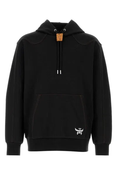 Mcm Stretch Polyester Blend Hooded Sweatshirt In Black