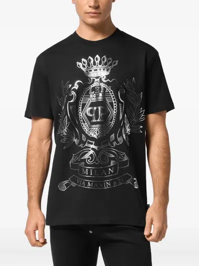 Philipp Plein Crest-embellished T-shirt In Black