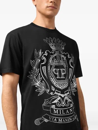 Philipp Plein Crest-embellished T-shirt In Black