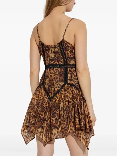 Allsaints Zia Lace Inset Handkerchief Hem Minidress In Black