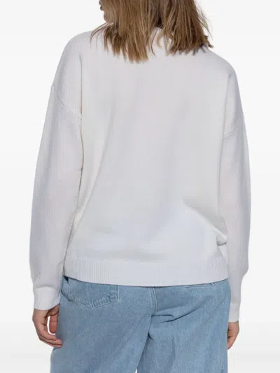 Max Mara Monogram-pattern Sweater In White