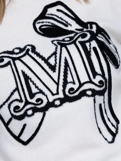 Max Mara Monogram-pattern Sweater In White