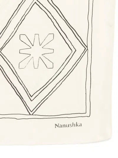 Nanushka Symbol Argyle Silk Scarf In Gray