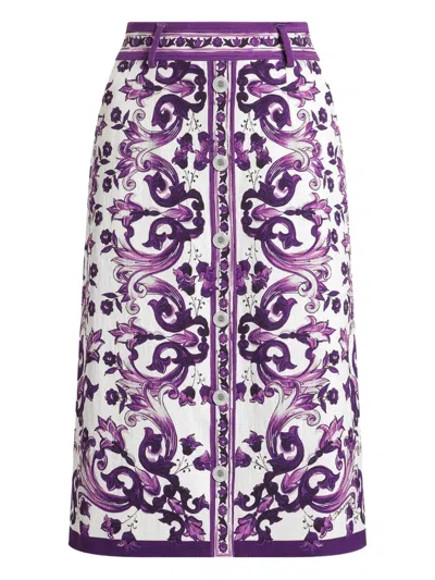 Dolce & Gabbana Graphic-print Midi Skirt In Purple
