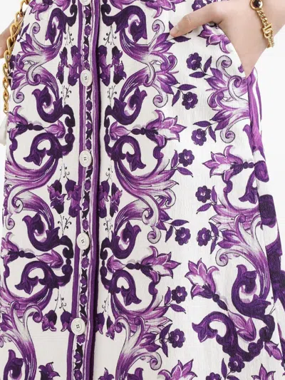 Dolce & Gabbana Graphic-print Midi Skirt In Purple