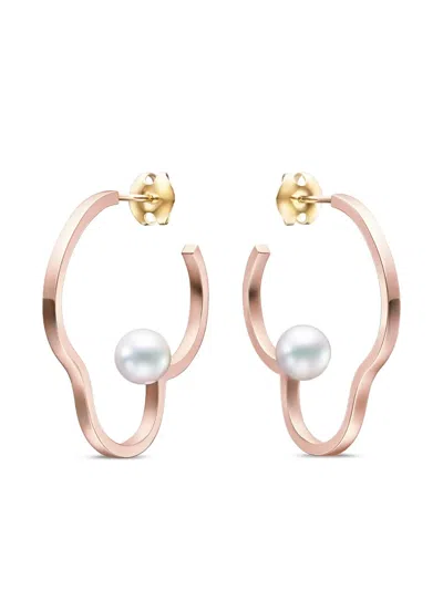 Tasaki 18k Rose Gold Chants Signature Akoya Pearl Earrings In Pink