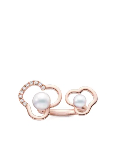 Tasaki 18k Rose Gold Chants Signature Akoya Pearl And Diamonds Ring In Gold