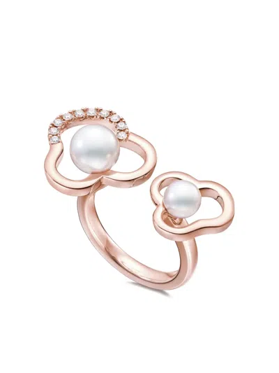 Tasaki 18k Rose Gold Chants Signature Akoya Pearl And Diamonds Ring In Gold