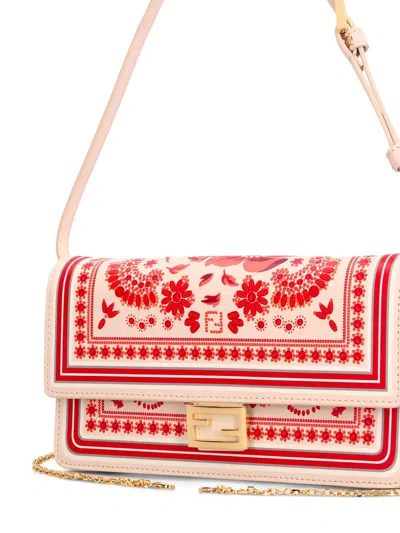 Fendi Wallet On Chain Baguette Shoulder Bag In Red