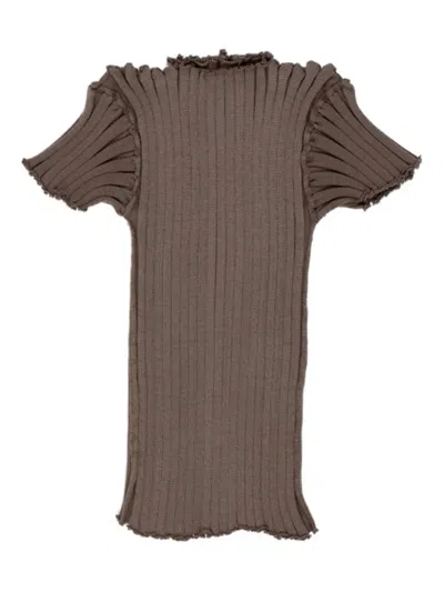 A. Roege Hove Katrine Ribbed Cardigan In Brown