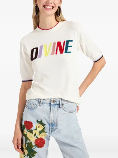 La Doublej Divine Embroidered T-shirt In White