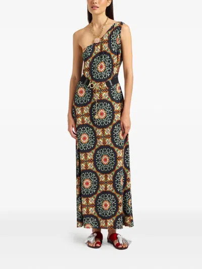 La Doublej Clingy Roy One-shoulder Maxi Dress In Black